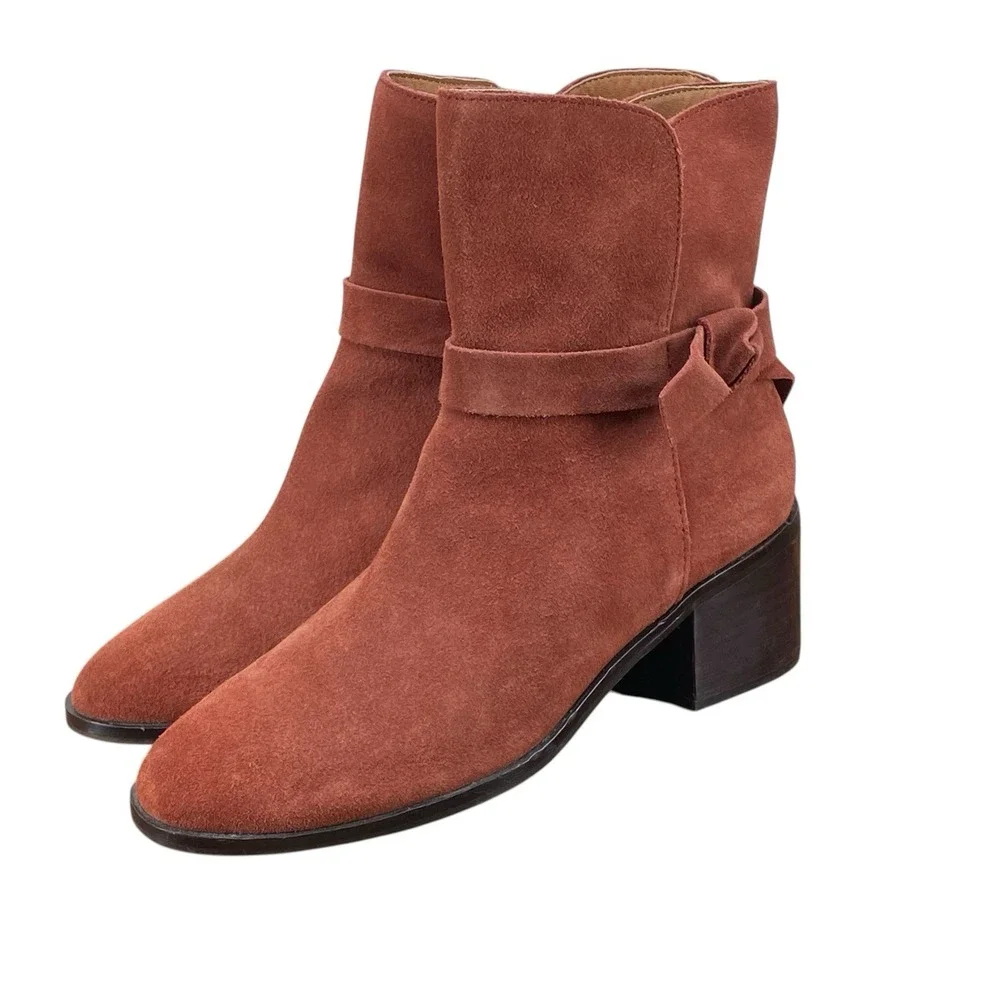 Latigo Danni Women's Size 7 Rust Suede Ankle Boots Western Booties Side Zip